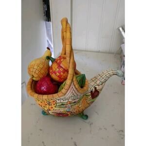 Jim Shore Basket of Plenty Cornucopia Heartwood Creek Harvest Basket Unboxed